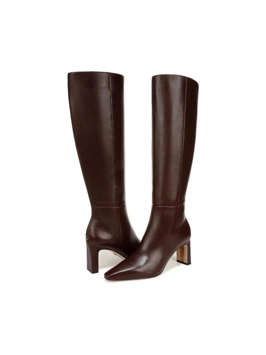 Sam Edelman Shoes - Sam Edelman Sylvia Boot Tall Pointed-Toe Leather Boots - Dark Brown